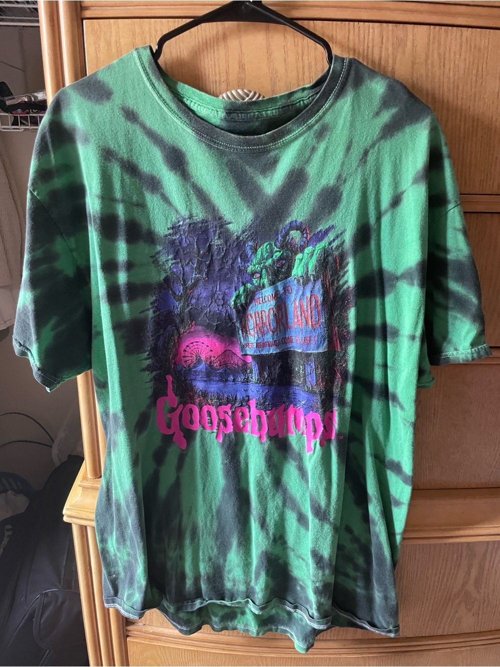 Goosebumps Tie-Dye Graphic Tee in Green & Black